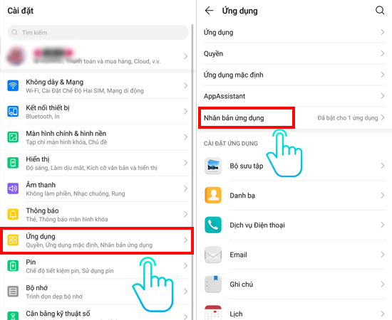 T&igrave;m mục Ứng dụng > Nh&acirc;n bản ứng dụng